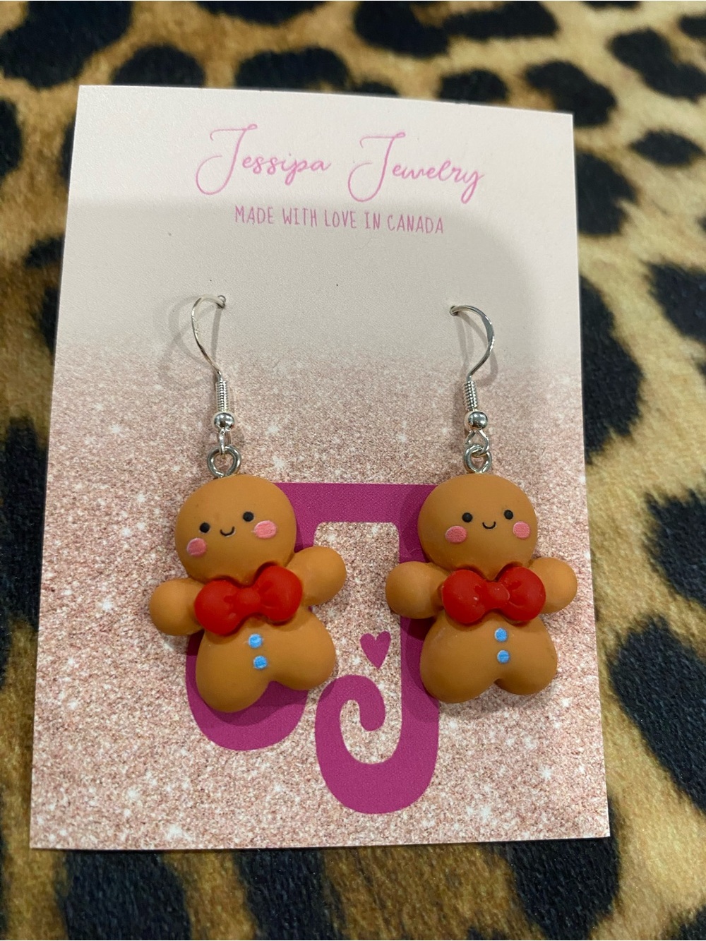 Jessipa Jewelry Gingerbread Dangle Earrings - Brown & Red